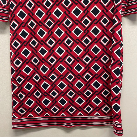 NWOT Talbots Petites 3/4 Sleeve Stretch Shift Dress Red Black White Print LP - Picture 6 of 16